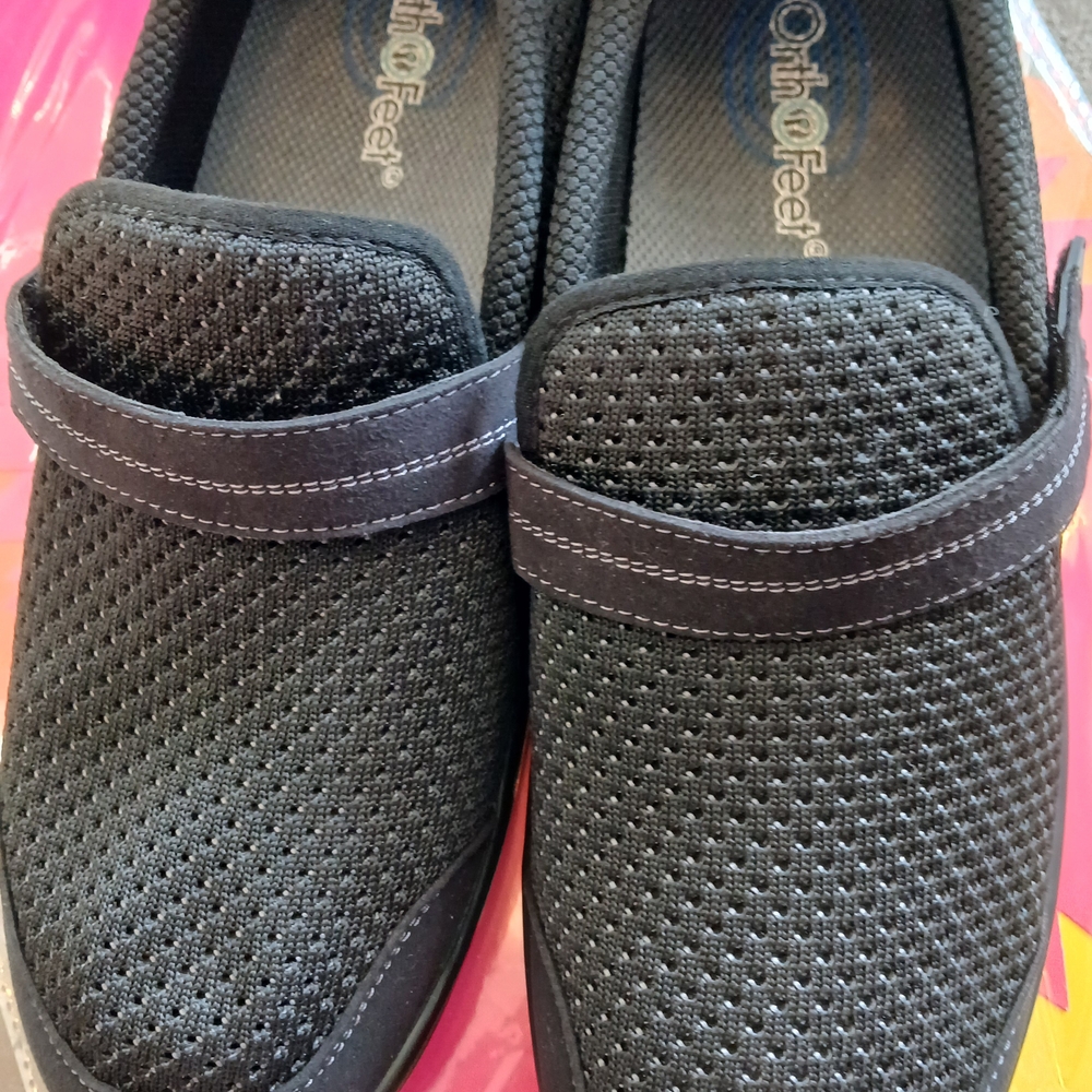 Orthofeet Black Slip-On Shoes